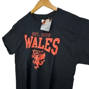 Wales Dragon T-Shirt Est. 1876 Football Soccer Black‎ Mens Size L